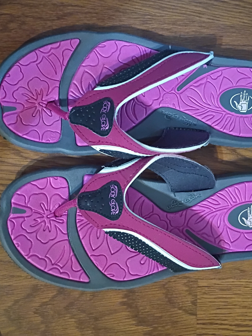 Body Glove Pink and Black Women's Floral Comfort Sandals